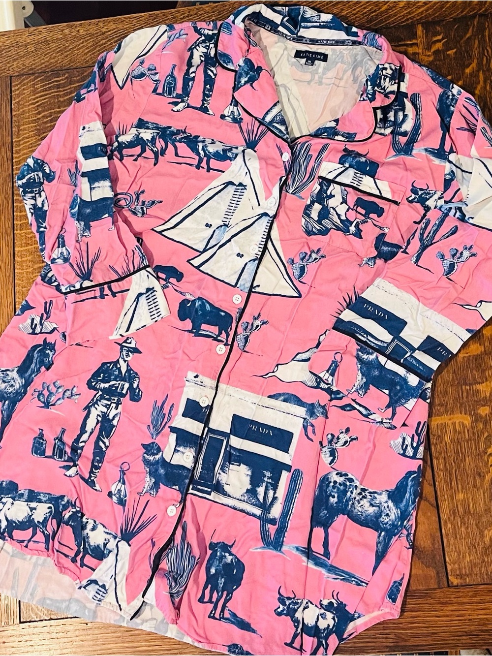 Katie Kime Marfa Toile long pajama shirt
